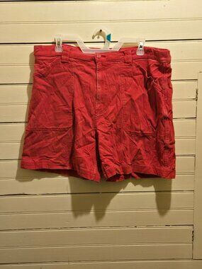 Cherokee Shorts Womens Plus 18W Red Cotton Stretch Pockets Button Fly Casual